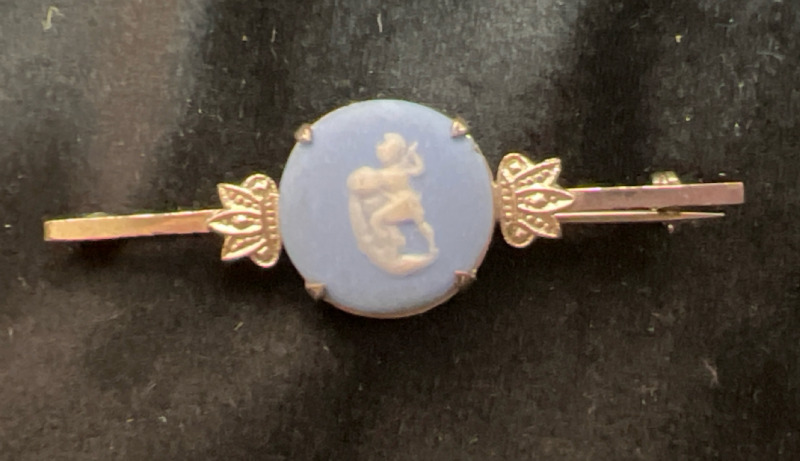 Antique Wedgewood Jasperware Sterling Bar Brooch