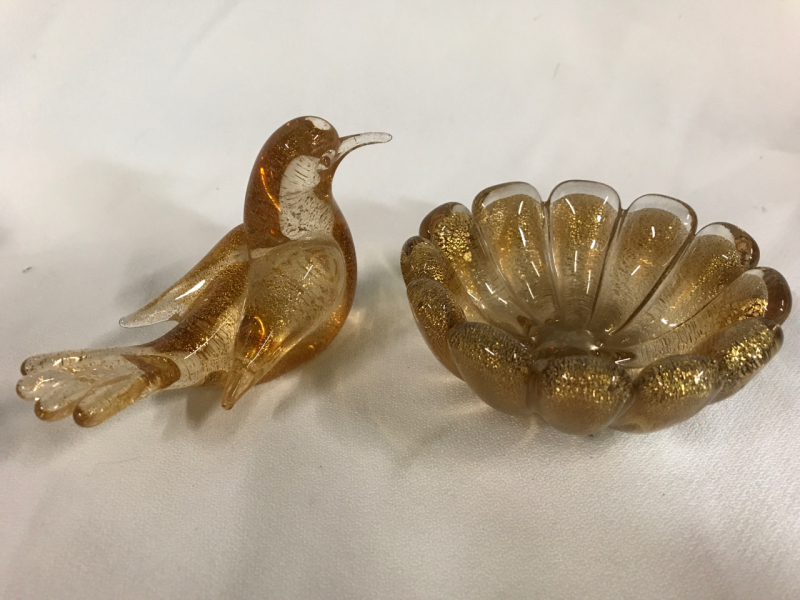 Vintage Murano Glass Bird & Bowl