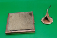Vintage Sealskin Fur Cigarette Case and and an Indigenous Birch Bark Ornament