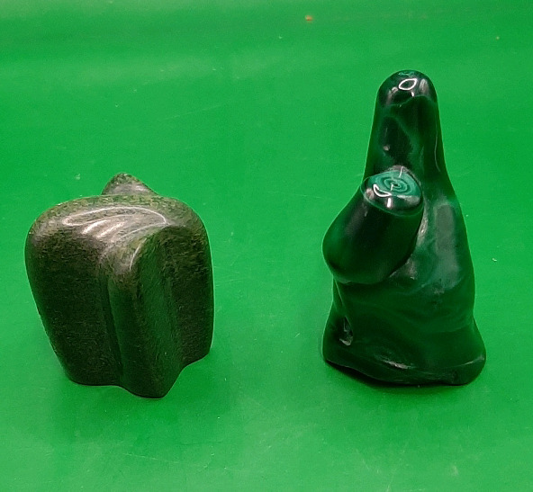 Vintage Miniatire Soapstone Elephant and Malachite Cactus