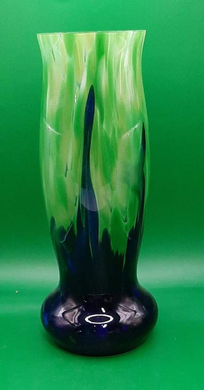 Vintage Kralik Bohemian Spatter Glass Vase