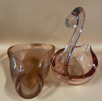 Art Glass Dish and Swan