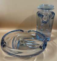 Modern Art Glass Scent Bottle and Art Glass bowl / ashtray