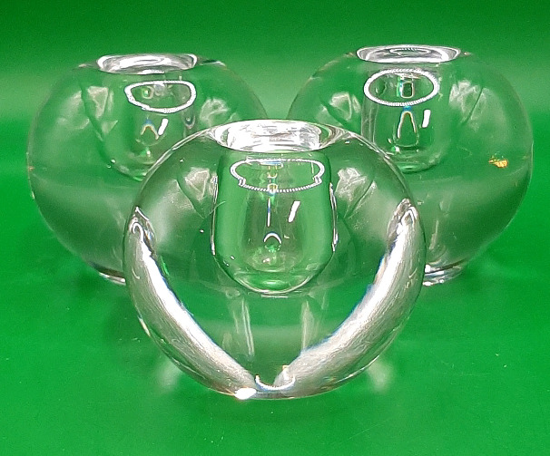 Vintage Orrefors Crystal Candle Holders. Three in all.