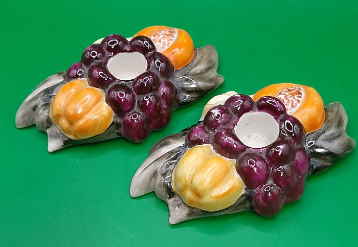Vintage Fulper Autumn Harvest Candle Holders