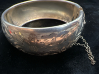 BIRKS Vintage Sterling Silver Engraved Bracelet safety chain