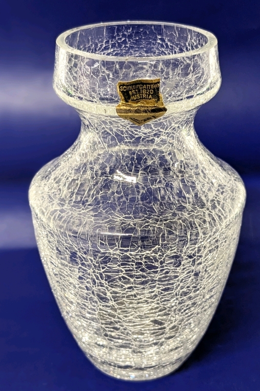 Vintage Crackle Glass Austrian Crystal Vase