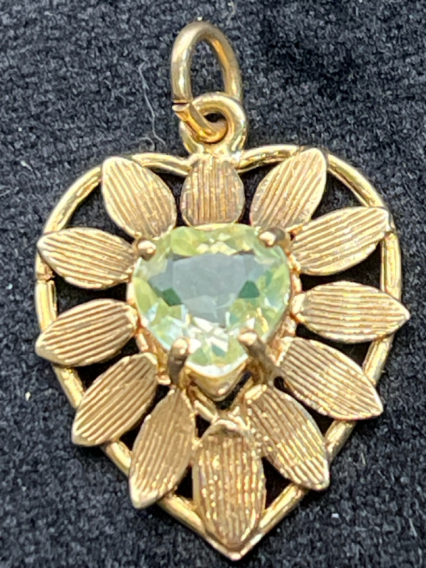 14K Yellow Gold and Citrine Heart Pendant