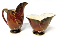 Carlton Ware England " Rouge Royale " Shell Creamer & Sugar