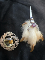 Scottish Grouse Claw Kilt & English Sterling Citrine Thistle Pin
