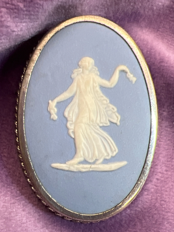 Wedgewood Blue Jasperware & Sterling Brooch Pendant