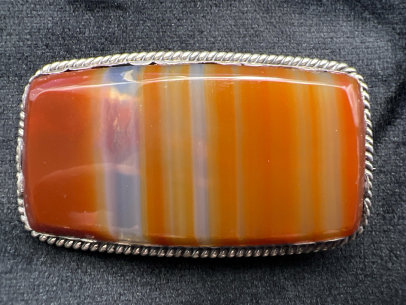 Antique Agate Silver Brooch