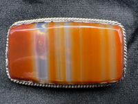 Antique Agate Silver Brooch