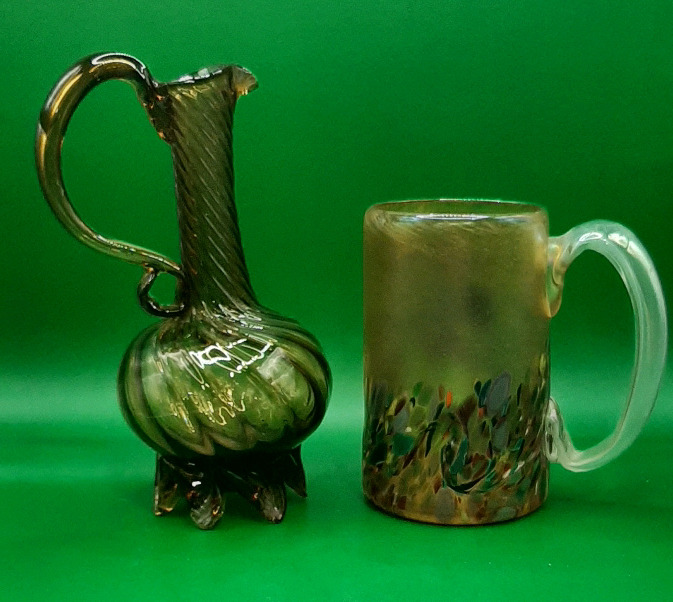 Canadian Atlaglass Vase and Artisan Signed Studio Glass Mug