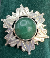 English Sterling Silver Agate Brooch