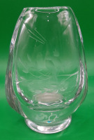 Vintage Kosta Etched Vase with Birds.