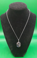 Vintage 925 Sterling Pendant with Stone and Chain