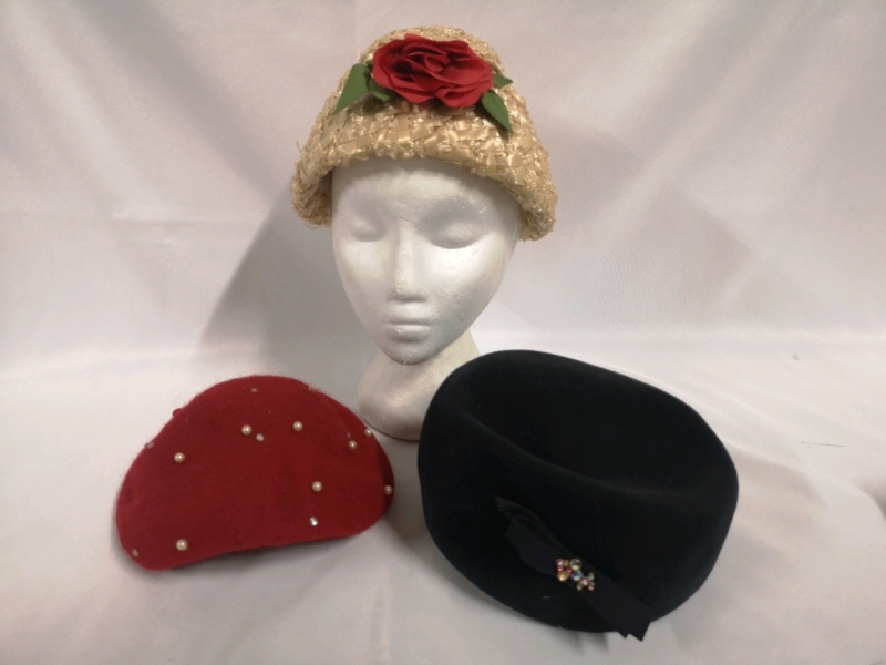 3 Vintage Ladies Hats