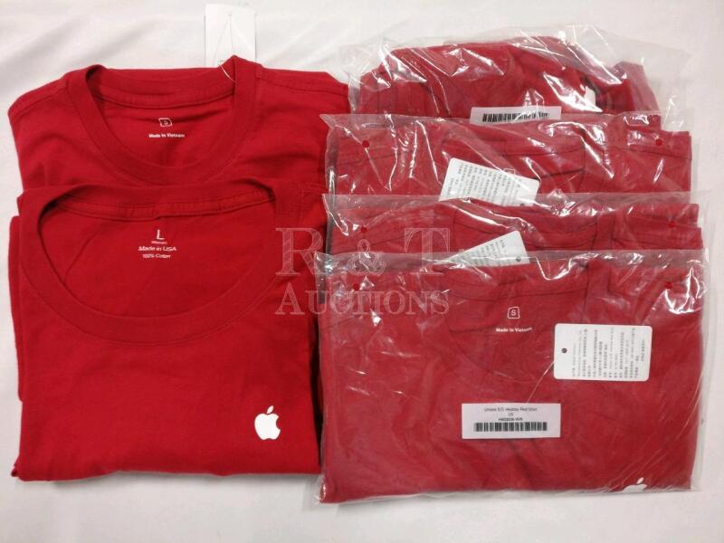 6 New Apple Holiday Red T-shirts - 5 Small 1 Large
