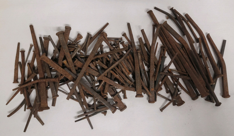 Antique 2 3/4" to 4 3/4" Square Carpenters Nails . Some Nails to Have Bends