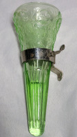 Antique Depression Glass Automobile Flower Vase . Small Chip on Edge , 7" tall