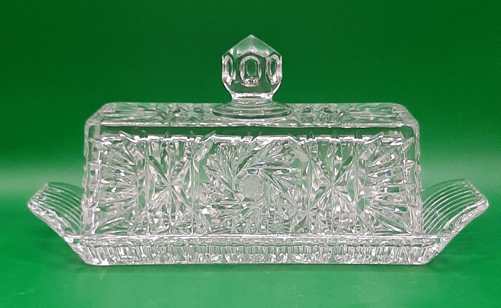 Vintage Pinwheel Crystal Covered Butter Dish