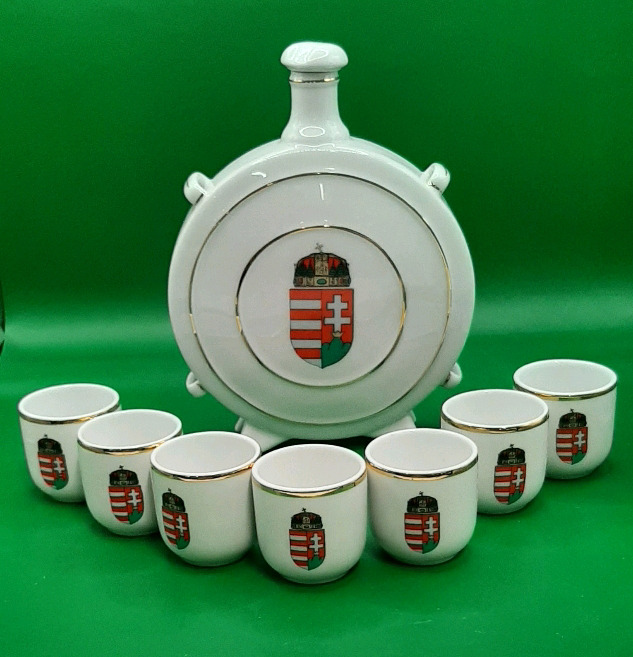 Vintage Hollohaza of Hungary Decanter and Cups