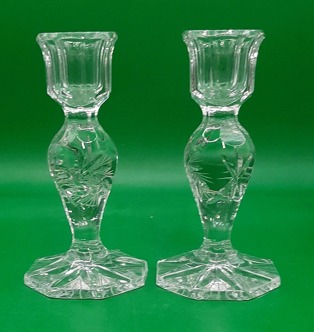 Vintage Pinwheel Crystal Candlesticks