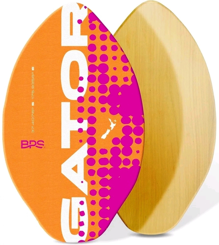 BPS 'Gator' Wooden Skimboard with Colored EVA Grip Pad and High Gloss Clear Coat 29"