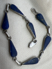 Sterling Silver 925 Lapis Lazuli Teardrop Line Bracelet