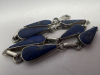 Sterling Silver 925 Lapis Lazuli Teardrop Line Bracelet - 6