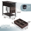 NEW Lovitgo End Table with Power Outlet USB Ports & Fast Charging, Flip Top Nightstand with 2 Cup Holders & Fabric Drawer, Fabric Bag color espresso - 2