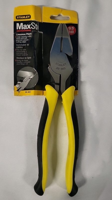 New Stanley 9.5" Max Steel Linesman Pliers - 89-865