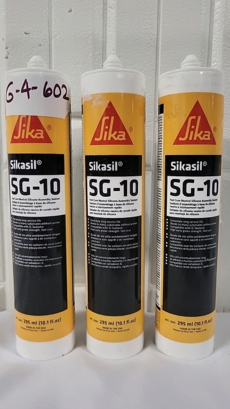 3 New Sikasil SG-10 Silicone Assembly Sealant - 295ml Each