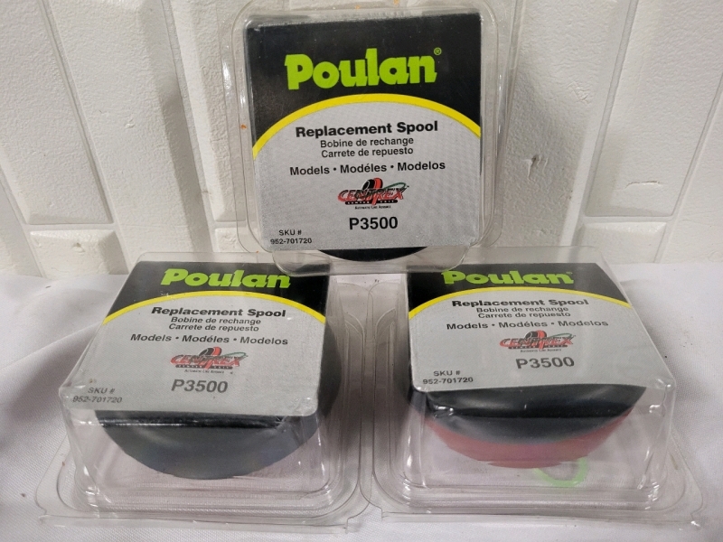 3 New Replacement Spools for Poulan P3500 Trimmer