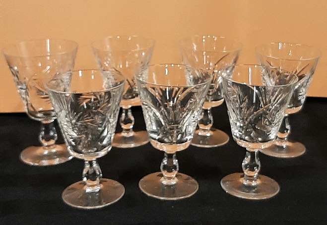 Vintage Pinwheel Crystal Juice or Small Wine Glasses