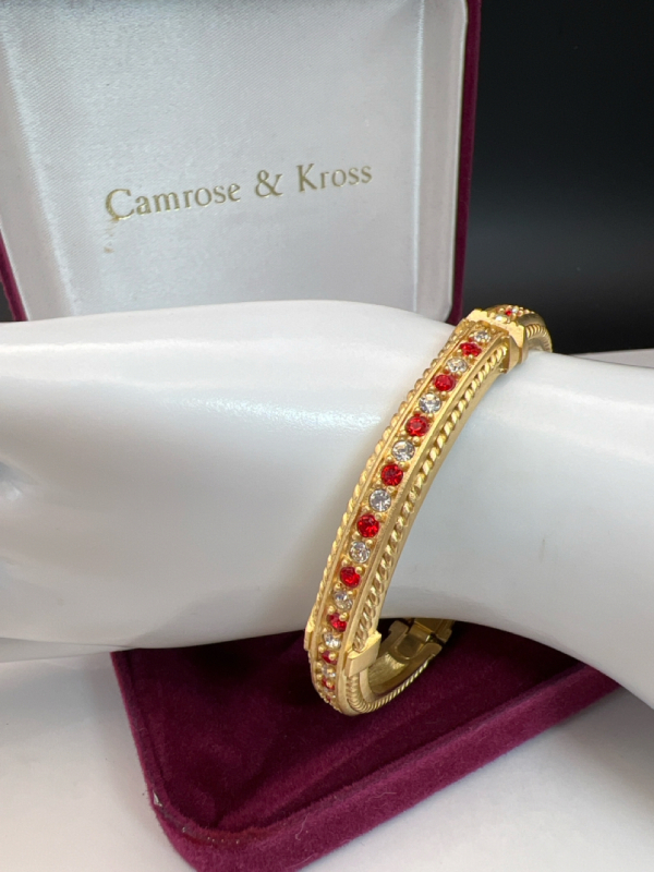 Jacqueline Kennedy Ruby Crystal Bangle Bracelet<br/>