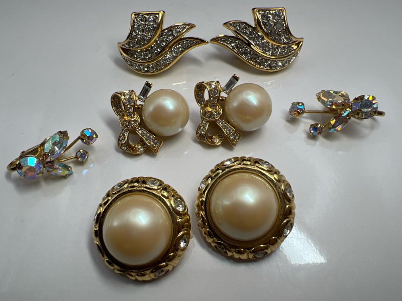 3 Fabulous Nina Ricci Earring and AB Vintage Keyes signed