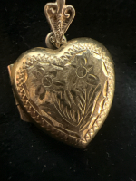 14KT Etched Locket Heart