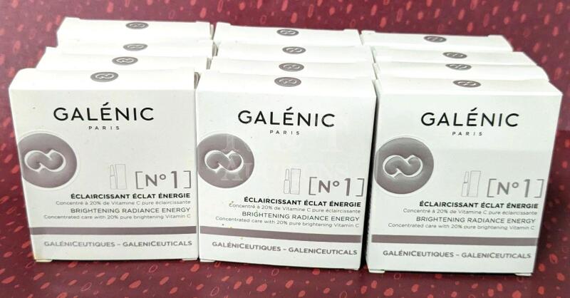 12 New Packs GALENIC PARIS Concentrated Care with 20% Pure Brightening Vitamin C (3x 0.8ml serum + 3x 0.2g Vitamin C Powder per pack)