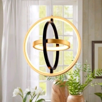 DotoKotl Modern LED Chandelier Adjustable Hanging Round 3 Ring 4000K Warm White Light (D = 11.8")