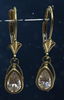 14K Gold Leverback Dangle Earrings