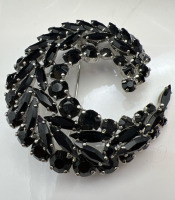 Black Rhinestone Shrimp Brooch