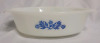 Vintage Fire King Blue Corn Flower Milk Glass Oval Casserole Dish 433 , 1.5 Qt. - 2