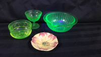 Vintage Uranium Glass & Candy Dish