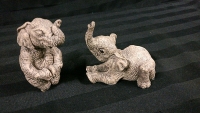 2 Vintage Collectible HERD Elephants 3 to 3.5 inches tall