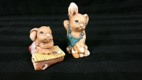 2 Vintage Collectible Bunnies 2.5 to 4 inches tall