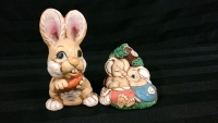 2 Collectible Vintage Bunny Figurines 3 to 5.5 in tall