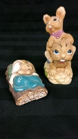 2 Vintage Collectible Bunnies One Pepiware England 2 to 4.5 inches tall