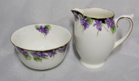 Vintage Royal Doulton Violets Creamer & Sugar . No chips or cracks , some crazing